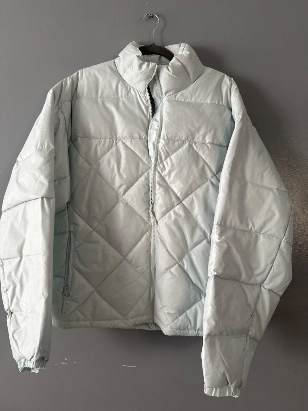 Steve & Barry’s Double Down Jacket Womens Light Mint Quilted Feather Down Puffer